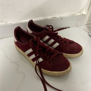 Adidas Maroon Sneakers with White Stripes